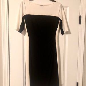 Black and white 3-4 sleeve sheath dress